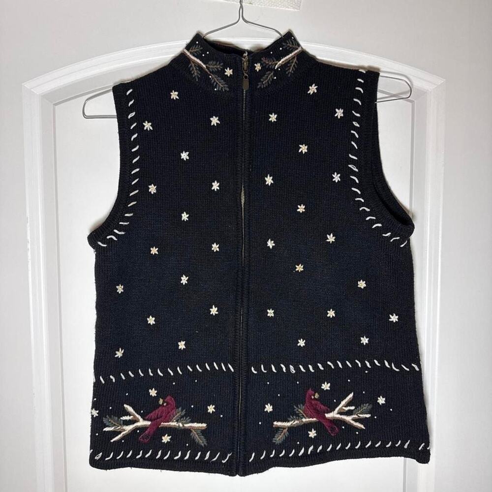 Vintage 2003 Christopher & Banks Cardinal Embroidered Sweater Vest M